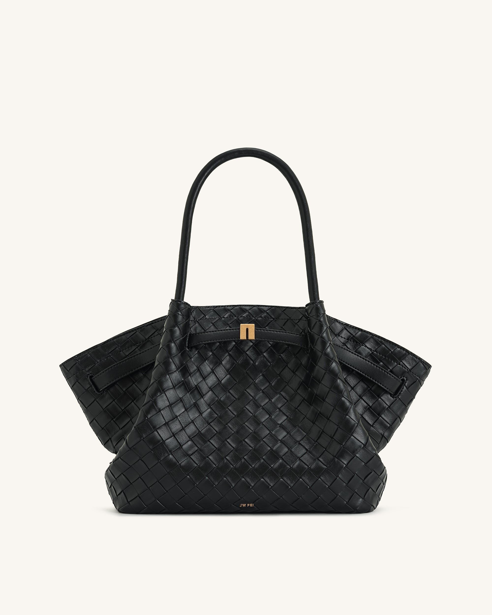 Hana-Medium-Weave-Texture-Tote-Bag-Black-1 Women Fashion Tote Bag Style-big:1051 - Image 1
